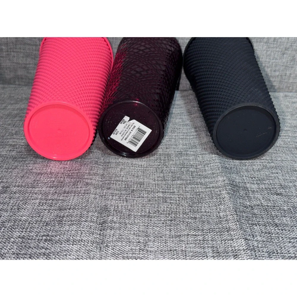 Starbucks Studded Tumbler Set 24oz Pink Burgundy Black Cold Cups